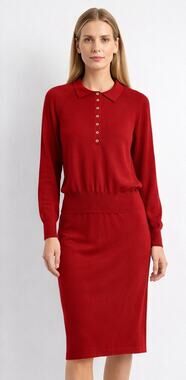 Vintage 1990s Geoffrey Beene Red Cotton Knit Sweater & Skirt Set USA made XS